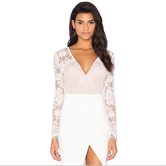 Jetset Diaries Caribbean Bodysuit Ivory Lace Open Back Revolve TJD White Bridal - Picture 3 of 9